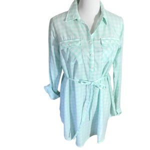 Isabel Maternity By Ingrid & Isabel Women's Top Tunic Size Med Plaid Green White